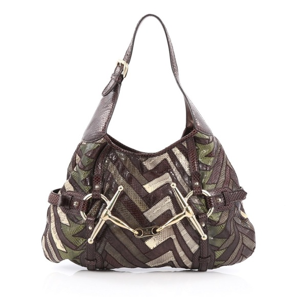 NWT 💯Gucci Ltd Ed Brown/Green Python Jackie Hobo - Picture 1 of 14